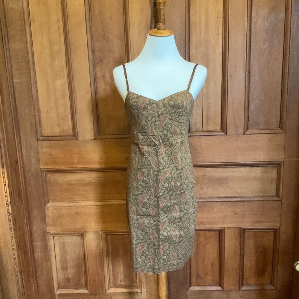 RALPH LAUREN size 2 98% Cotton LEATHER STRAPS Paisley Boho  Mini Dress
